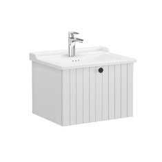 Vitra Root Groove 69360 Lavabo Dolabı, Tek Çekmeceli, 60 Cm, Mat Açık Gri, Klasik Lavabolu